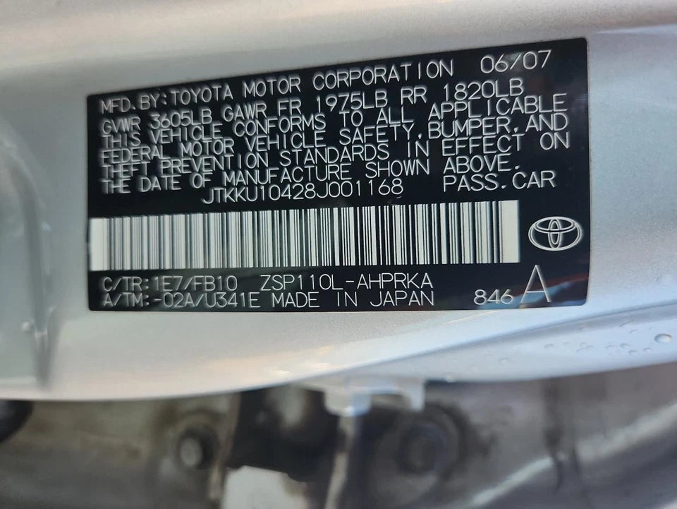 08 09 10 SCION XD 1.8L ENGINE MOTOR ASSEMBLY 86K MILES VIN U 5TH DIGIT 2ZRFE