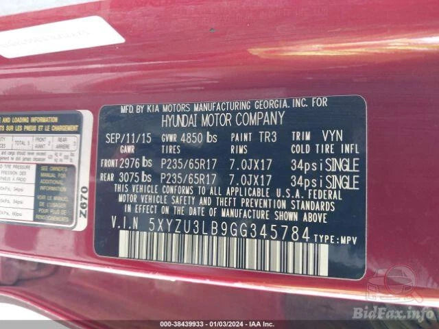 2015 2016 15 16 Hyundai Santa Fe Sport Tailgate Trunk Lid Boot With Camera