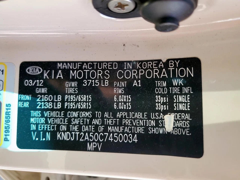 12 13 14 15 KIA RIO AT 2012 2013 KIA SOUL 1.6L ENGINE MOTOR VIN 5 & 3 8TH DIG