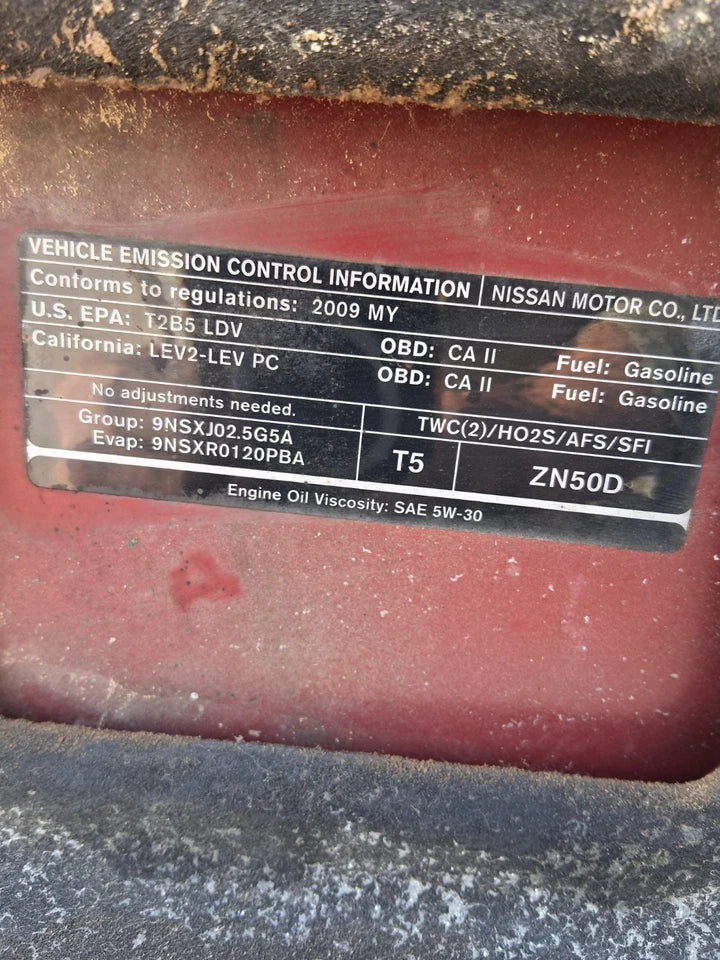 08 09(THRU 06/09) NISSAN ALTIMA 2.5L AT CVT AUTO TRANSMISSION ASSY FED EMISSION