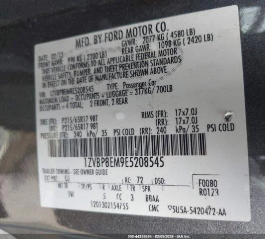 2011 2012 2013 2014 FORD MUSTANG 3.7L V6 ENGINE MOTOR ASSEMBLY VIN M