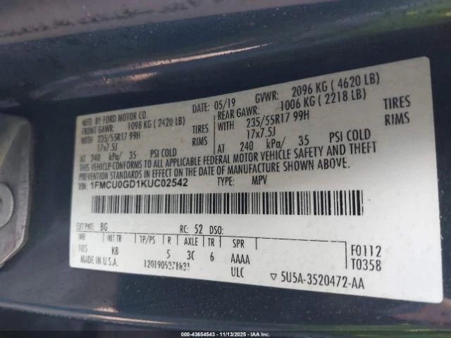 17 18 19 FORD ESCAPE 1.5L 4WD 4X4 AUTOMATIC TRANSMISSION ASSEMBLY GV6P7000RA