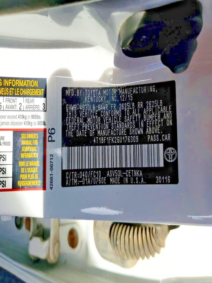 12 13 14 15 16 17 TOYOTA CAMRY 2.5L AUTOMATIC TRANSMISSION U760E ID 30510-06071
