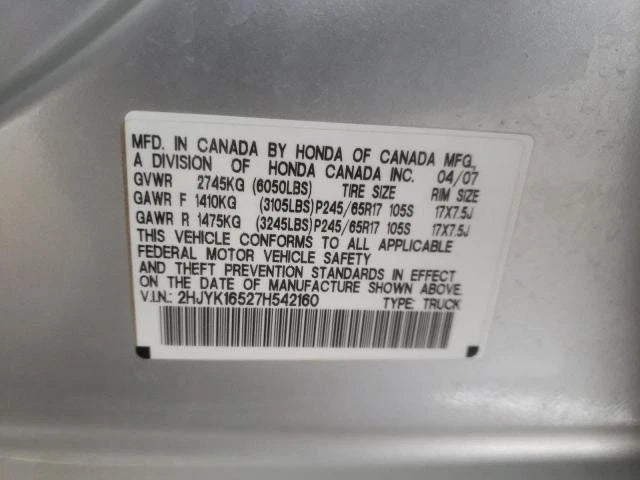 2006 2007 2008 HONDA RIDGELINE 3.5L ENGINE MOTOR ASSEMBLY GRADE A J35A9