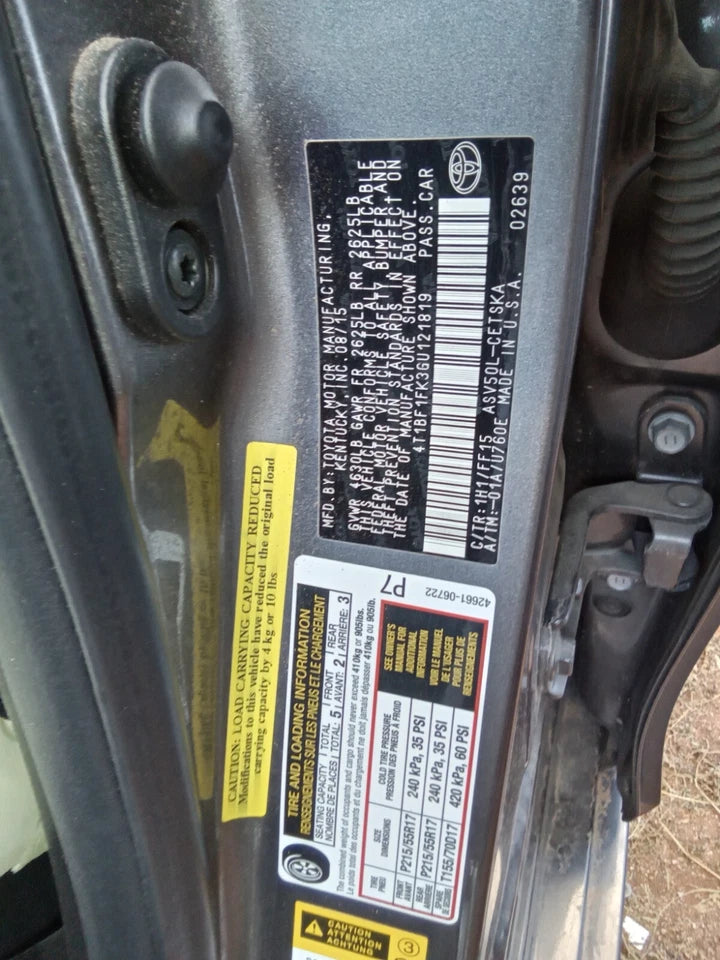 2015 2016 2017 TOYOTA CAMRY FRONT AND REAR LEFT SIDE DOORS DOOR SET(2 DOORS)