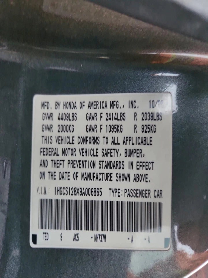 2008 2009 2010 HONDA ACCORD COUPE 2.4L ENGINE MOTOR ASSEMBLY VIN 1 GRADE A K24Z3