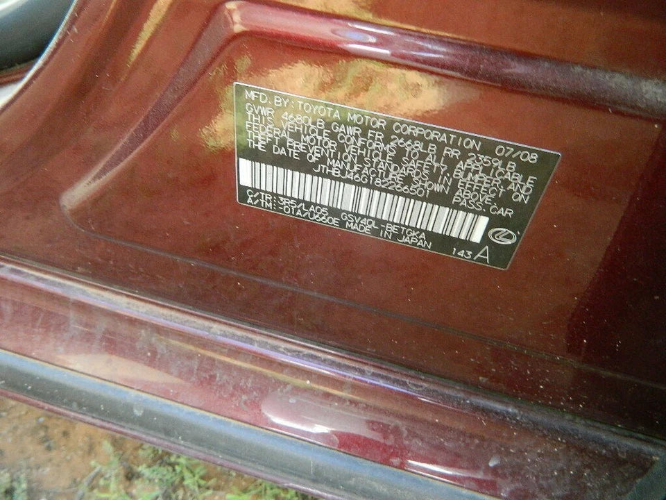 07 08 09 10 11 12 LEXUS ES350 ES 350 FRONT & REAR PASSENGER SIDE DOORS (SET OF 2)