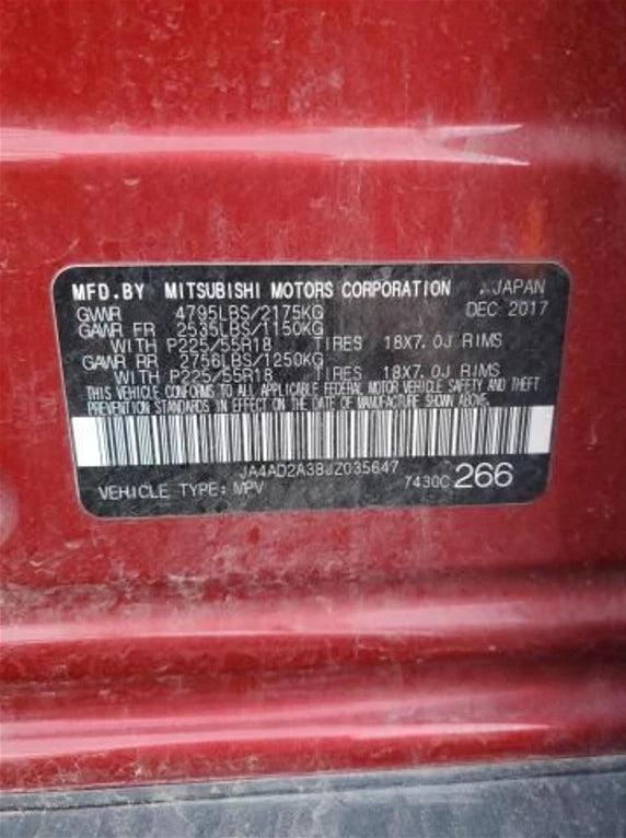 2017 2018 2019 2020 MITSUBISHI OUTLANDER 2.4L VIN 3 ENGINE MOTOR ASSEMBLY