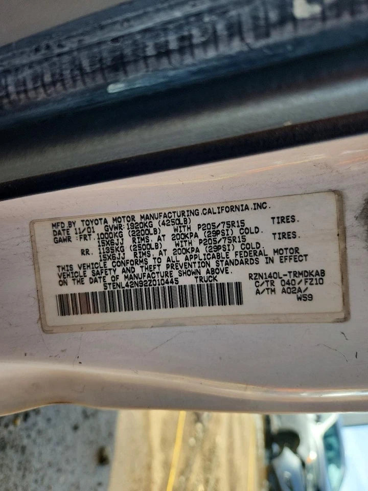 95-04 TOYOTA TACOMA 2.7L 2.4L REAR END DIFFERENTIAL AXLE CARRIER A02A NO ABS