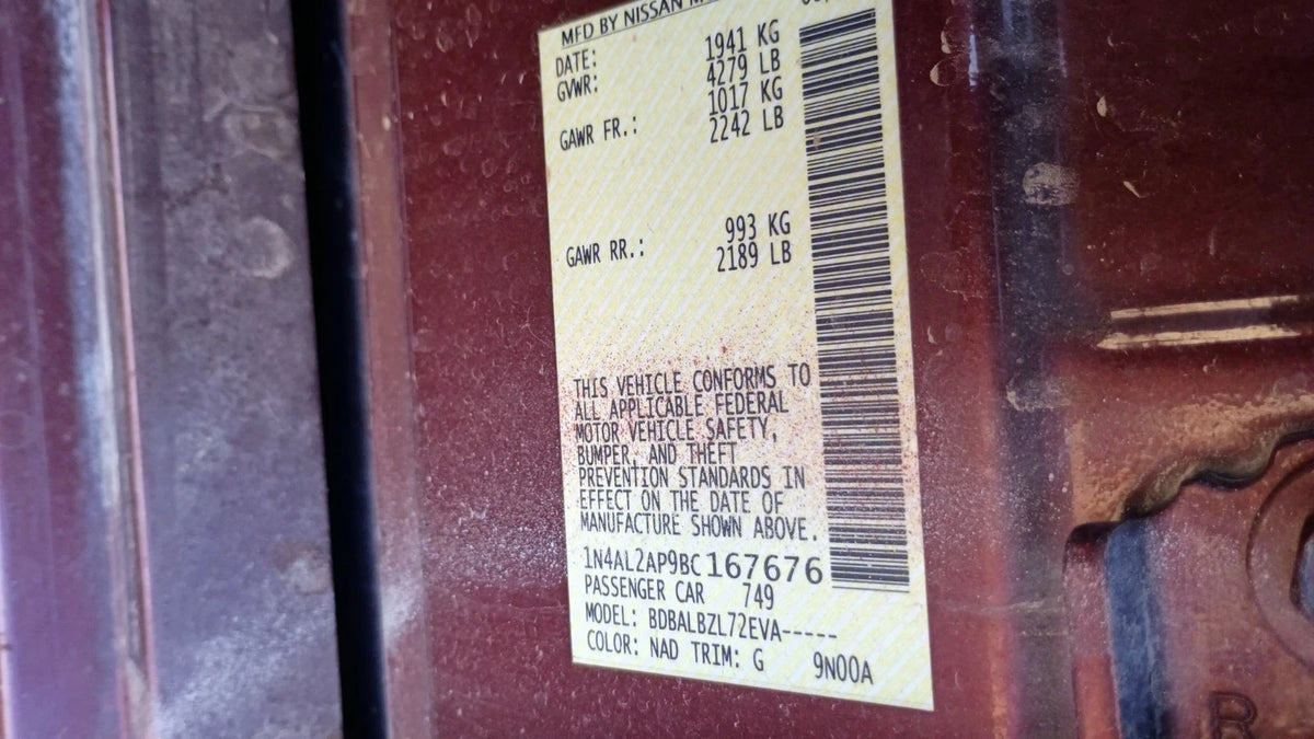 10 11 12 NISSAN ALTIMA 2.5L CALI 4 CYL AT CVT AUTOMATIC TRANSMISSION 31020-1XT3D