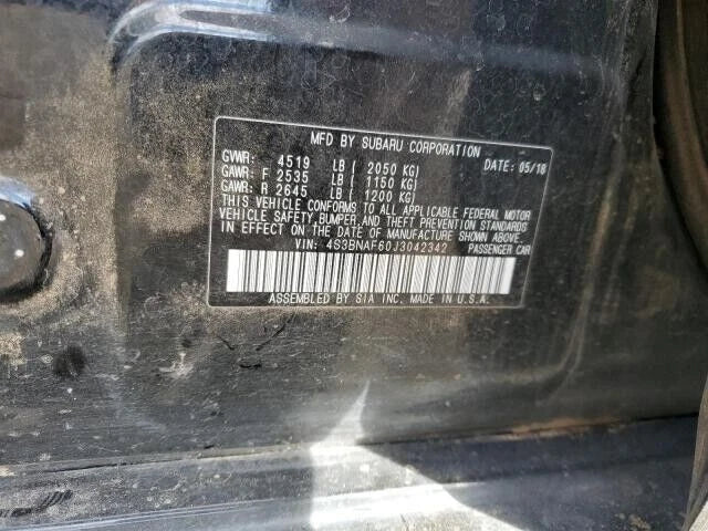 2018 2019 SUBARU LEGACY OUTBACK 2.5L ENGINE MOTOR ASSEMBLY VIN A PZEV FB25 49K