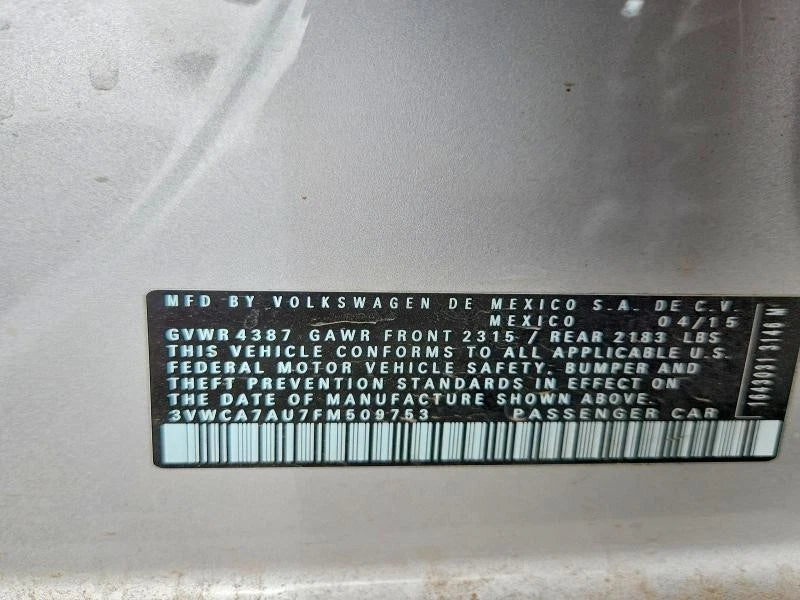 15 16 VOLKSWAGEN GOLF DIESEL TDI 2.0L AUTOMATIC TRANSMISSION ASSEMBLY ID QSD