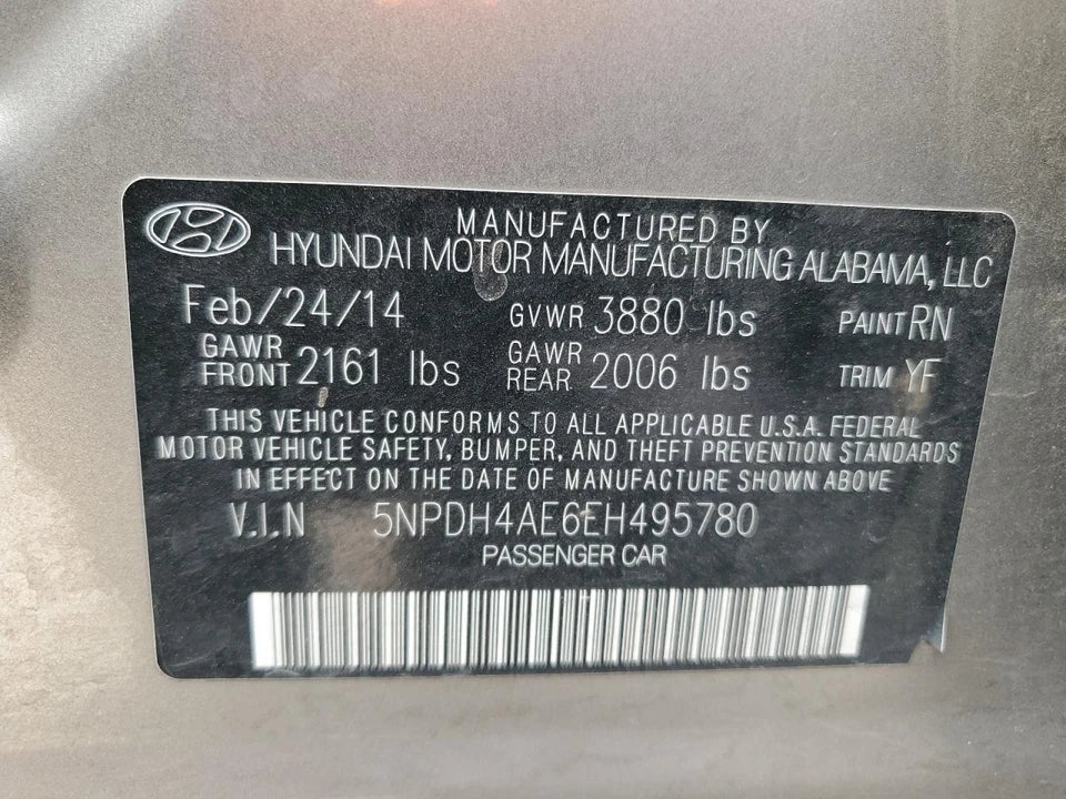 2014 2015 2016 HYUNDAI ELANTRA 1.8L ENGINE MOTOR ASSEMBLY VIN E G4NB FED ULEV