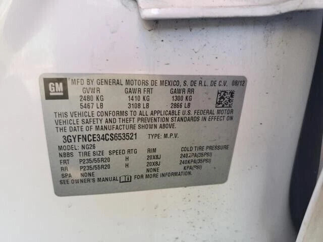 2012 CADILLAC SRX Buick Lacrosse 3.6L 6CYL VIN 3 ENGINE MOTOR ASSEMBLY- GRADE A
