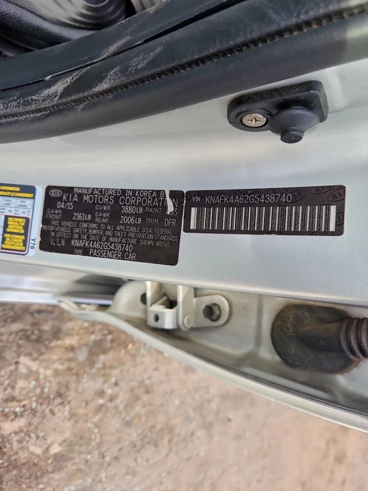 2015 2016 KIA FORTE 1.8L SEDAN AUTOMATIC AT TRANSMISSION W/O AUTO STOP START