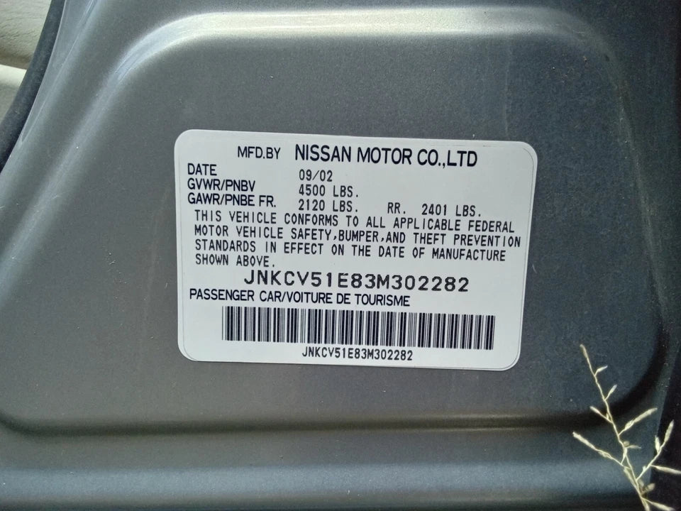 2003 INFINITI G35 SEDAN 3.5L 2WD RWD AUTOMATIC TRANSMISSION ASSY 8/02 to 10/02