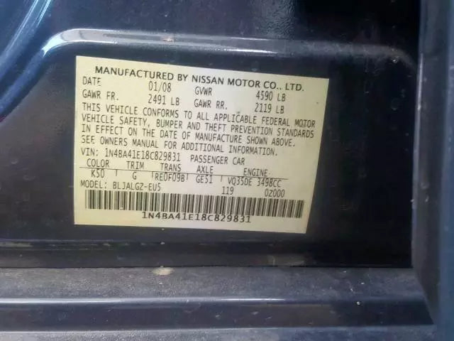 2007 2008 07 08 NISSAN MAXIMA 3.5L V6 ENGINE ASSEMBLY MOTOR VQ35DE